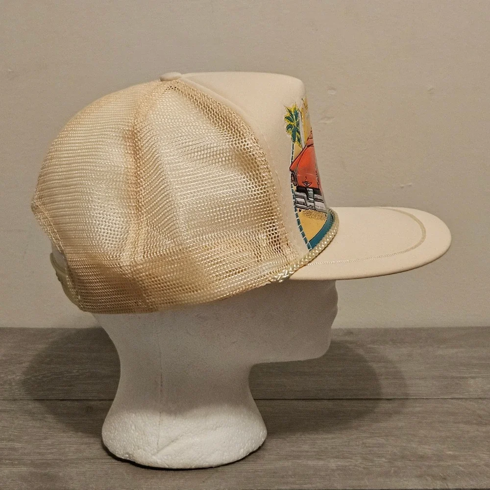 Vintage Autographix 57 Ford Fairlane Trucker Hat Mesh Snapback Cream Retro Car